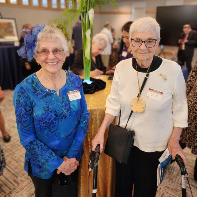 Elaine Baum and Virginia Laudano at the Ageless Art and Timeless Treasures gala in September 2024