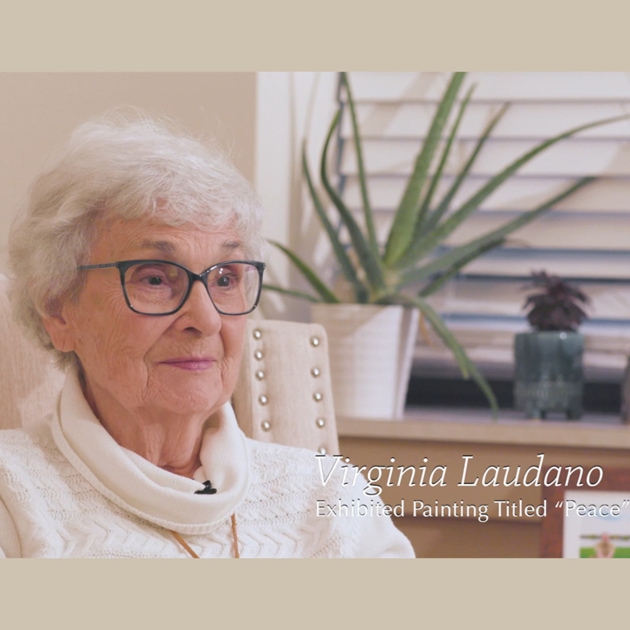 Virginia Laudano during her interview for Messiah University's student documentary about the senior art exhibition