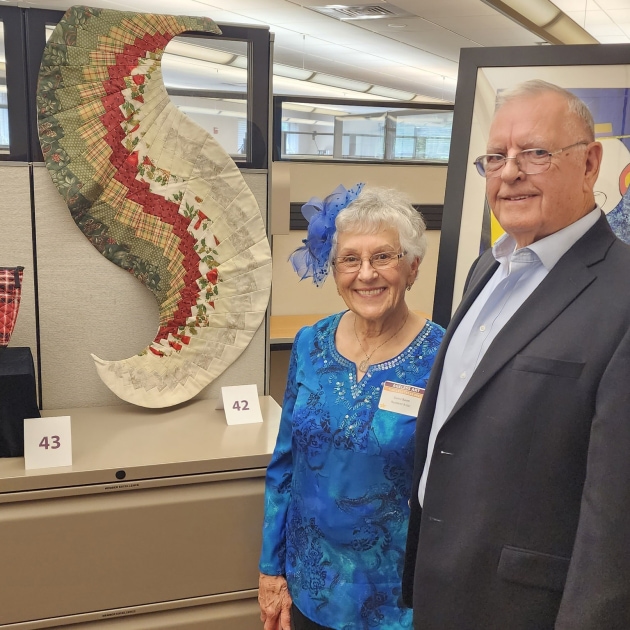 Elaine Baum and her husband at the Ageless Art and Timeless Treasures Gala