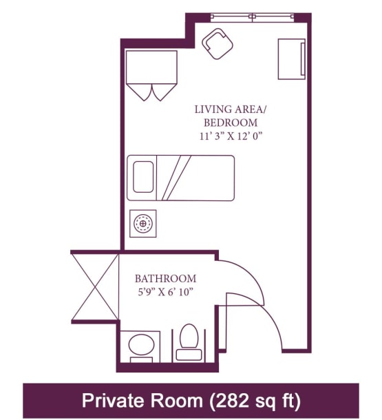 Floor plan of private room in Skilled Care